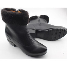 Black Women Boots Flat Boots with Fur Inside